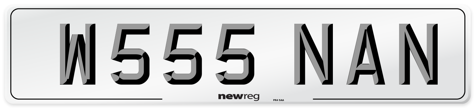 W555 NAN Number Plate from New Reg
